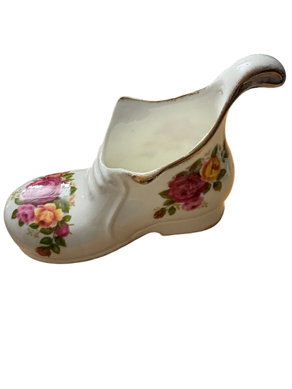 Vintage Fine China Cottage Rose Figurine Shoe